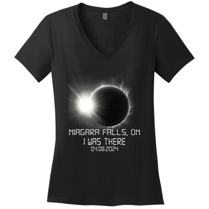 I Was There Total Solar Eclipse Niagara Falls On Canada Women's V-Neck T-Shirt