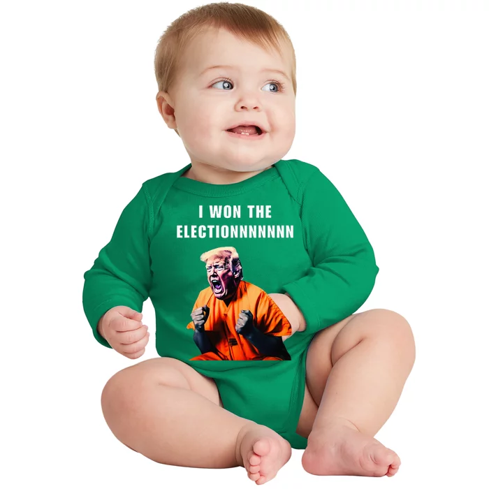 I Won The Election Funny Trump Prisoner Halloween Costume Baby Long Sleeve Bodysuit