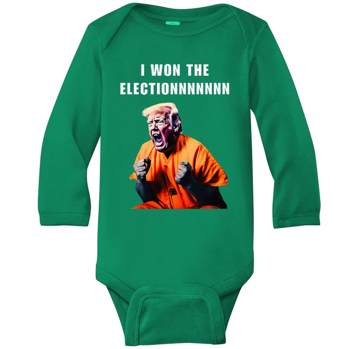 I Won The Election Funny Trump Prisoner Halloween Costume Baby Long Sleeve Bodysuit