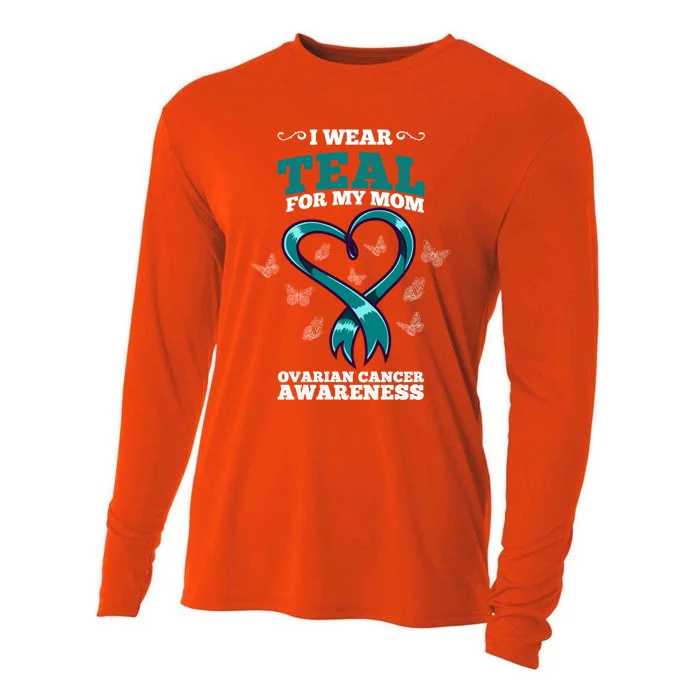 I Wear Teal For My Mom Ovarian Cancer Awareness Cool Gift Cooling Performance Long Sleeve Crew