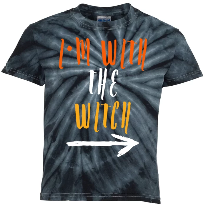 Im With The Witch Funny Halloween Men Halloween Spooky Season His Witch Kids Tie-Dye T-Shirt