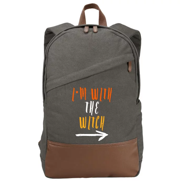 Im With The Witch Funny Halloween Men Halloween Spooky Season His Witch Cotton Canvas Backpack