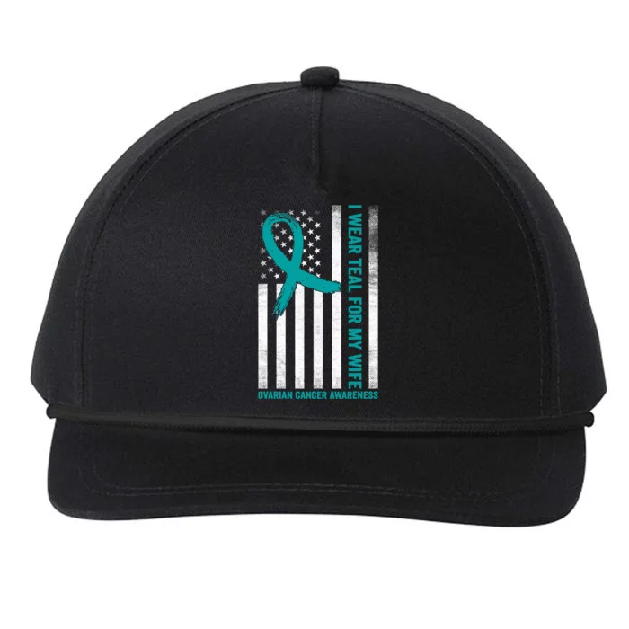 I Wear Teal For My Wife Ovarian Cancer Awareness Snapback Five-Panel Rope Hat