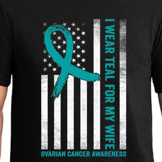 I Wear Teal For My Wife Ovarian Cancer Awareness Pajama Set