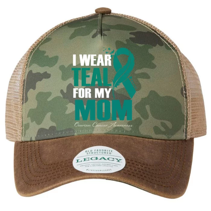 I Wear Teal For My Mom Ovarian Cancer Awareness Gift Legacy Tie Dye Trucker Hat