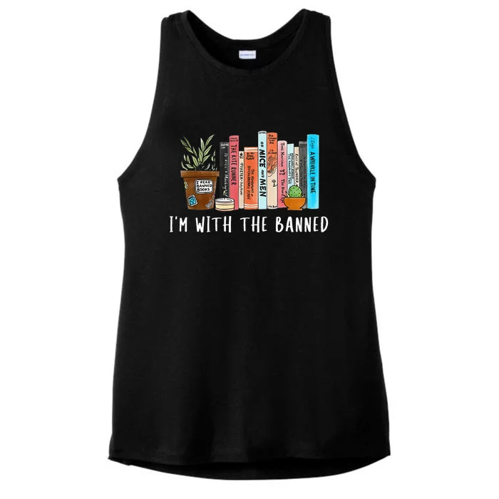 I'm with The Banned Books I Read Banned Books Lovers Ladies Tri-Blend Wicking Tank