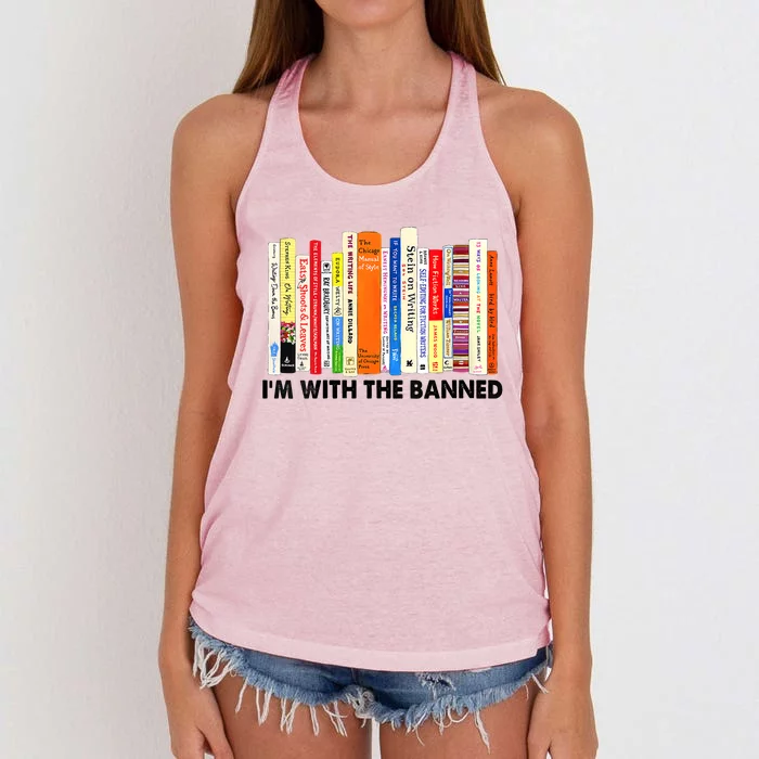 Im With The Banned Banned Books ReadingLibrarianBookish Women's Knotted Racerback Tank