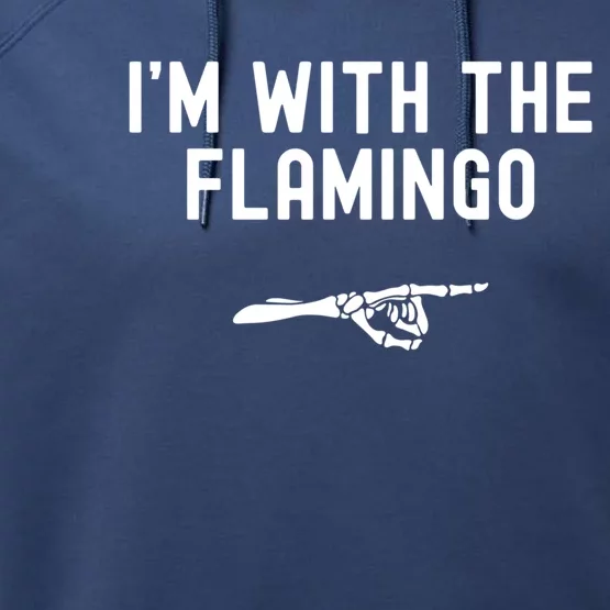 IM With The Flamingo Funny Halloween Spooky Skeleton Hand Gift Performance Fleece Hoodie