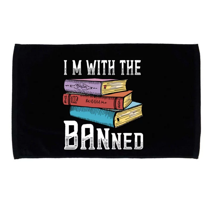 I'm With The Banned Funny Book Readers I Read Banned Books Microfiber Hand Towel