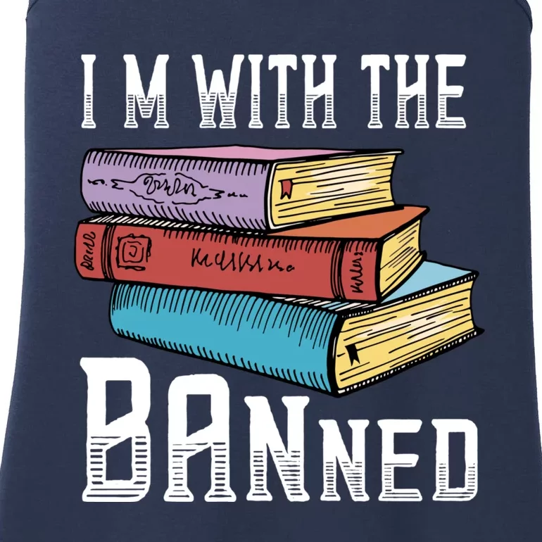 I'm With The Banned Funny Book Readers I Read Banned Books Ladies Essential Tank