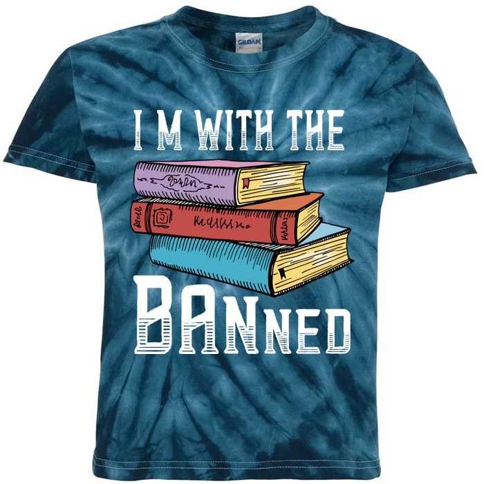 I'm With The Banned Funny Book Readers I Read Banned Books Kids Tie-Dye T-Shirt