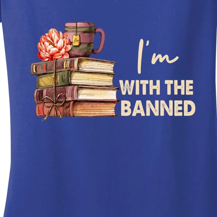 Im With The Banned Books I Read Banned Books Lovers Gift Women's V-Neck T-Shirt