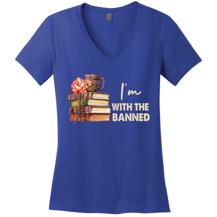 Im With The Banned Books I Read Banned Books Lovers Gift Women's V-Neck T-Shirt