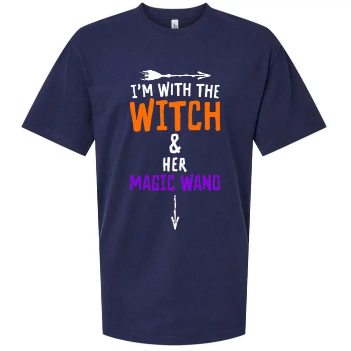 I'm With The Witch And Her Magic Wand Halloween Sueded Cloud Jersey T-Shirt