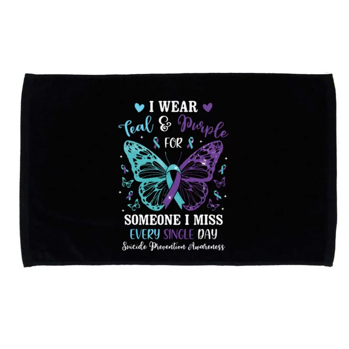 I Wear Teal & Purple Suicide Prevention Awareness Butterfly Microfiber Hand Towel