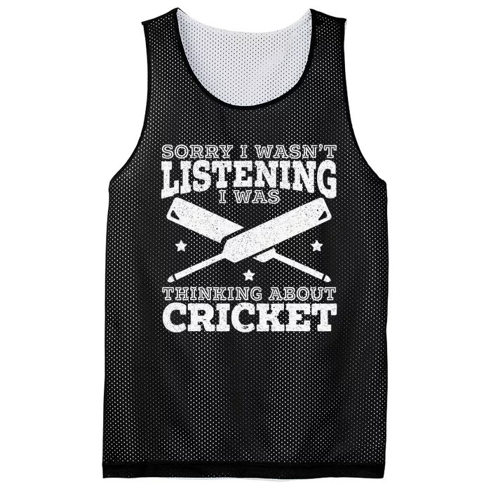 I Was Thinking About Cricket Cricketer Sport Ball Mesh Reversible Basketball Jersey Tank