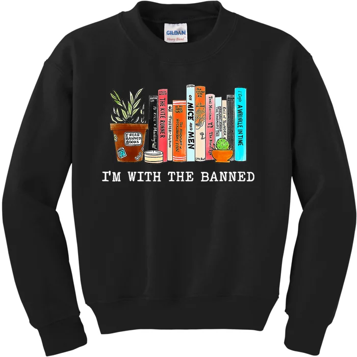 I'm With The Banned Books I Read Banned Books Lovers Kids Sweatshirt