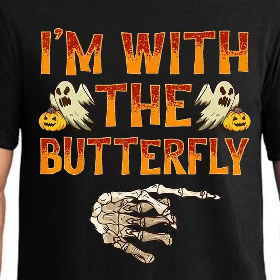 Im With The Butterfly Costume Funny Halloween Couple Pajama Set