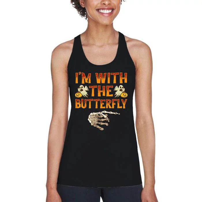 Im With The Butterfly Costume Funny Halloween Couple Women's Racerback Tank