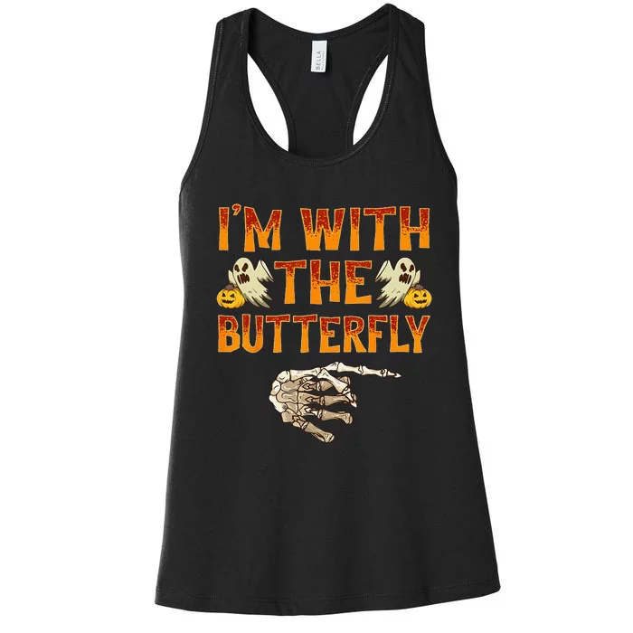 Im With The Butterfly Costume Funny Halloween Couple Women's Racerback Tank