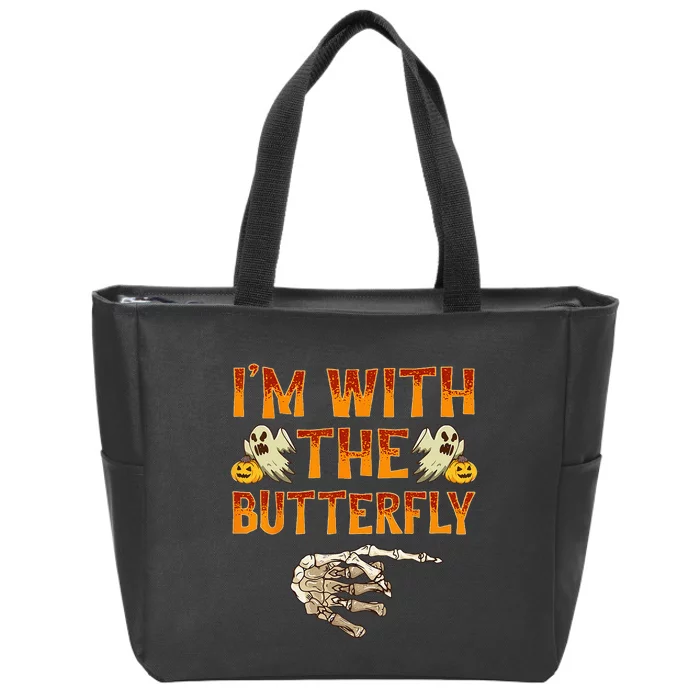 Im With The Butterfly Costume Funny Halloween Couple Zip Tote Bag