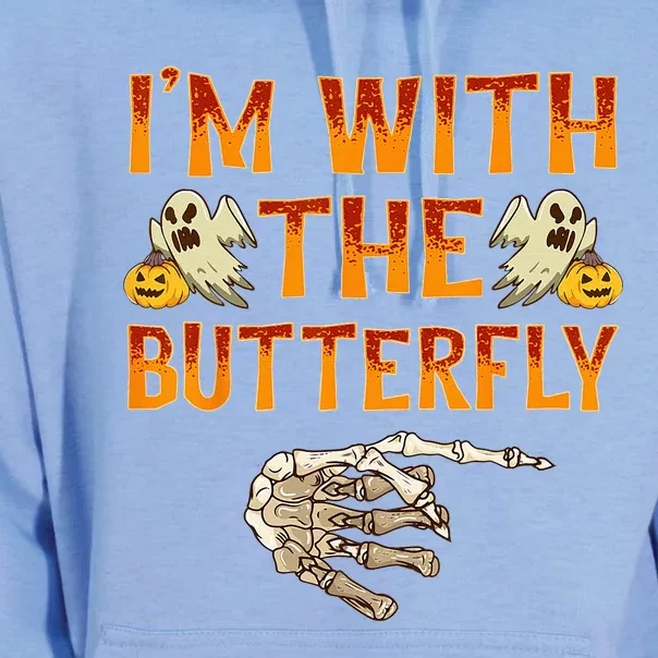 Im With The Butterfly Costume Funny Halloween Couple Unisex Surf Hoodie