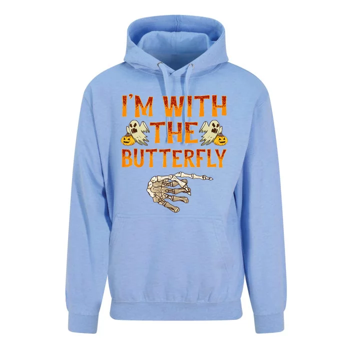 Im With The Butterfly Costume Funny Halloween Couple Unisex Surf Hoodie