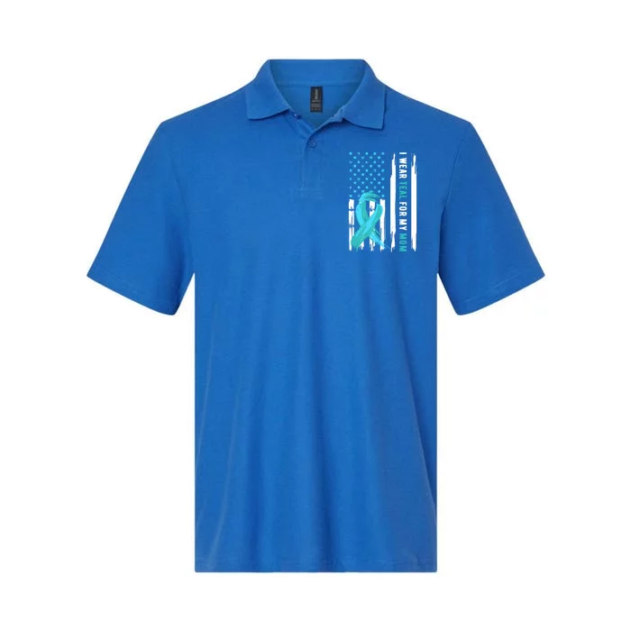 I Wear Teal For My Mom Cervical Cancer Awareness Gift Softstyle Adult Sport Polo