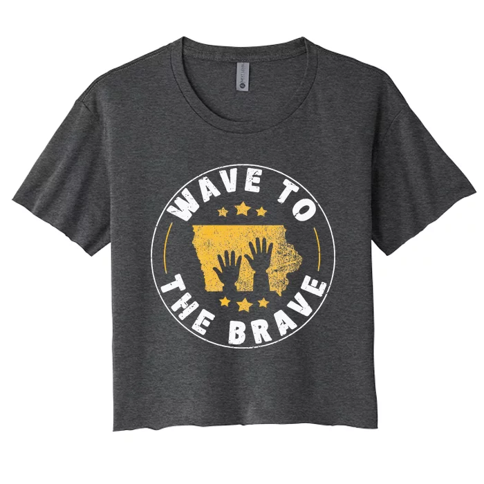 Iowa Wave To The Brave Football Childrens Hospital Women's Crop Top Tee