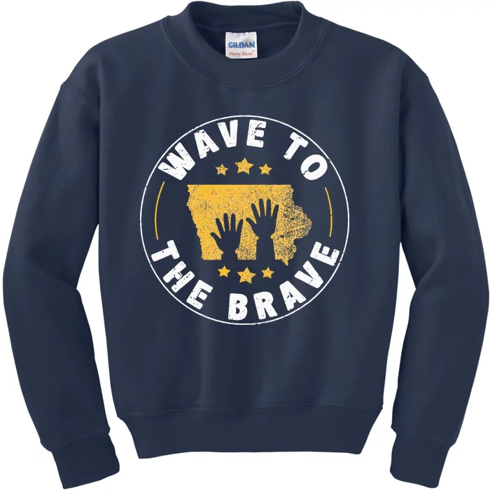 Iowa Wave To The Brave Football Childrens Hospital Kids Sweatshirt