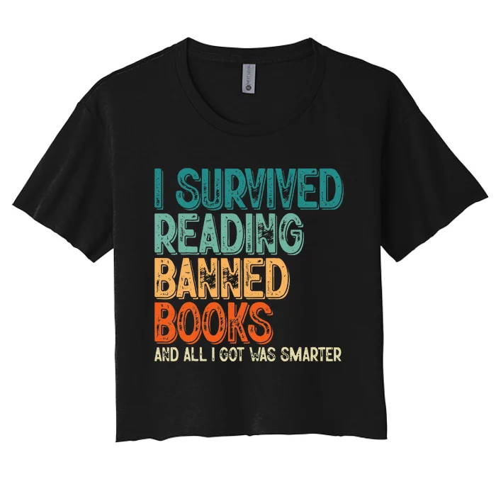 Im With The Banned I Survived Reading Banned Books Women's Crop Top Tee