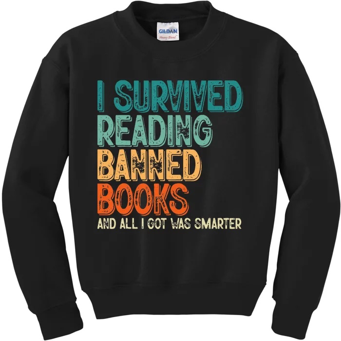 Im With The Banned I Survived Reading Banned Books Kids Sweatshirt