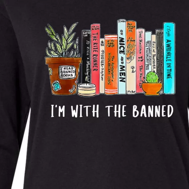 I'm With The Banned Books I Read Banned Books Lovers Womens Cotton Relaxed Long Sleeve T-Shirt