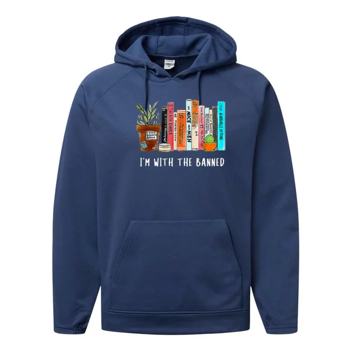 I'm With The Banned Books I Read Banned Books Lovers Performance Fleece Hoodie