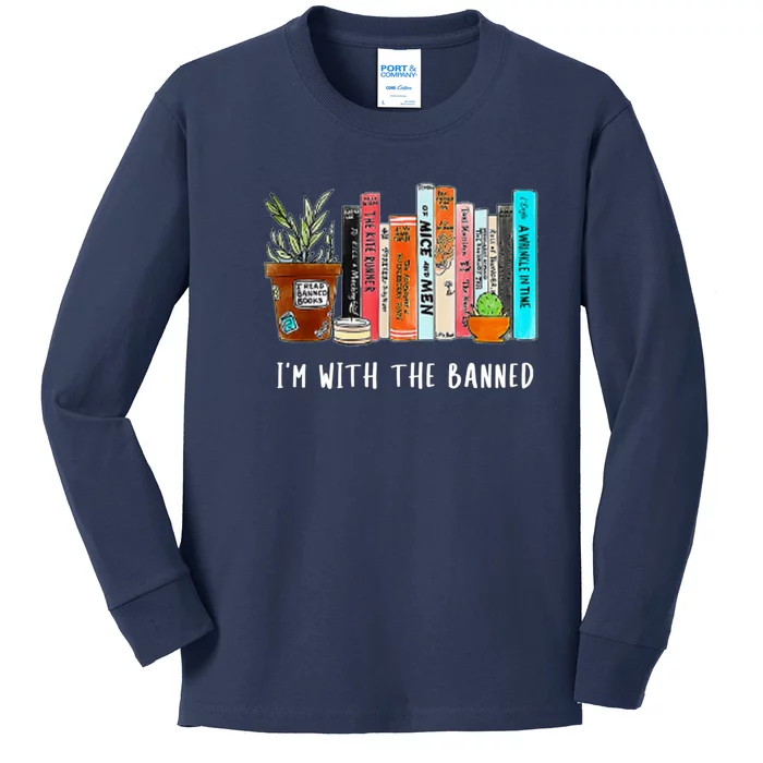 I'm With The Banned Books I Read Banned Books Lovers Kids Long Sleeve Shirt