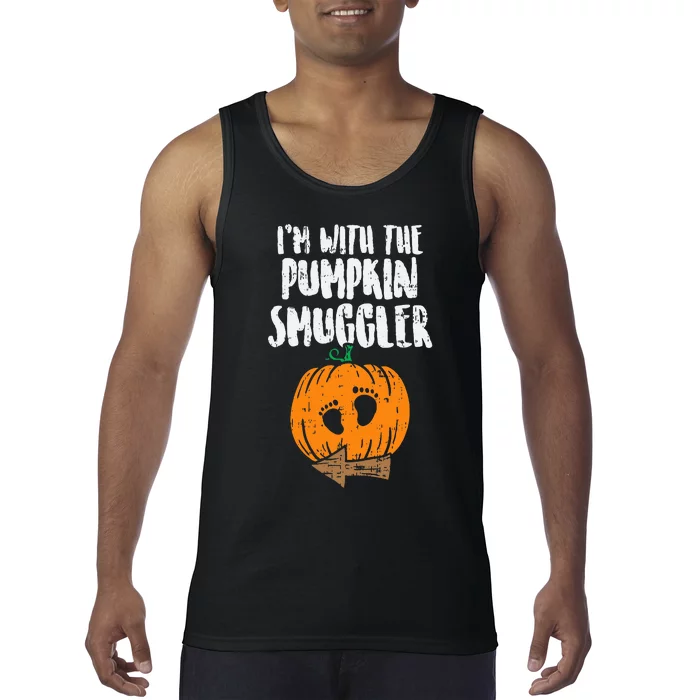 Im With The Pumpkin Smuggler Halloween Pregnancy Tank Top