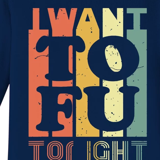 I Want Tofu Tonight Retro Funny Vegan Vegetarian Baby Long Sleeve Bodysuit