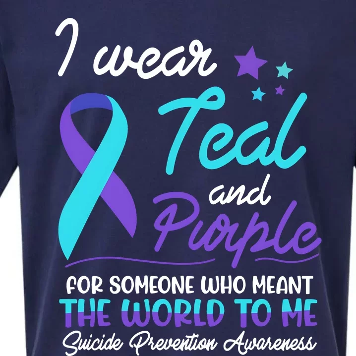 I Wear Teal And Purple The World To Me Suicide Prevention Awareness Sueded Cloud Jersey T-Shirt