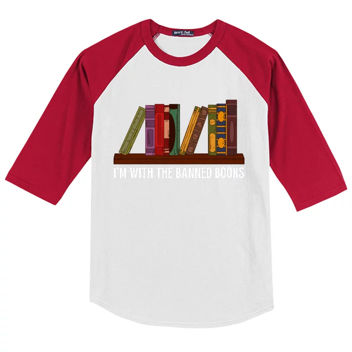 I'm With The Banned Books Design For A Literature Teacher Kids Colorblock Raglan Jersey