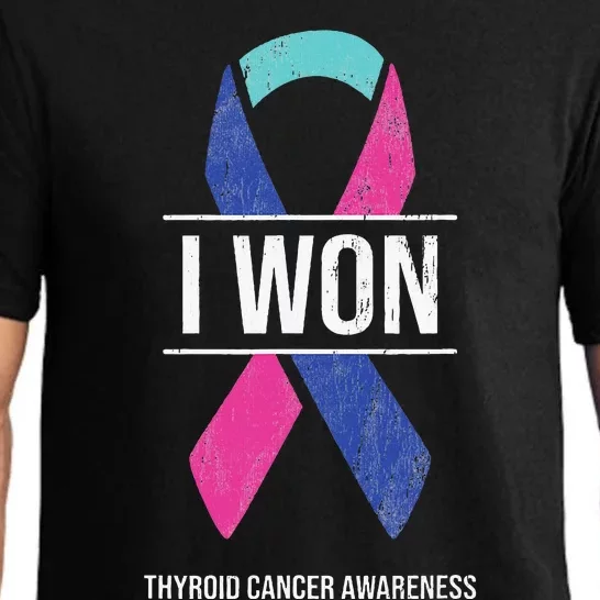 I Won Thyroid Cancer Awareness Thyroid Cancer Ribbon Pajama Set