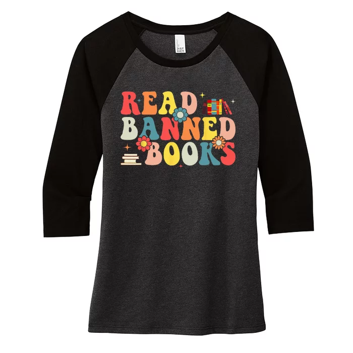 I'm With The Banned Books I Read Banned Books Lovers Women's Tri-Blend 3/4-Sleeve Raglan Shirt