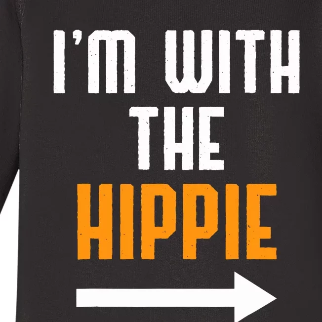 Im With The Hippie Costume Funny Halloween Couple Baby Long Sleeve Bodysuit