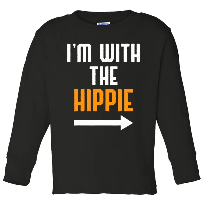 Im With The Hippie Costume Funny Halloween Couple Toddler Long Sleeve Shirt