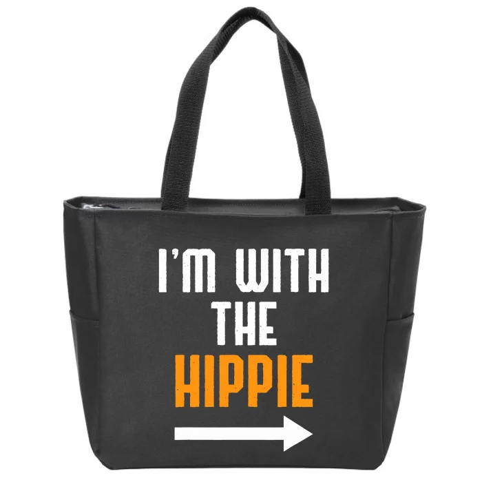 Im With The Hippie Costume Funny Halloween Couple Zip Tote Bag