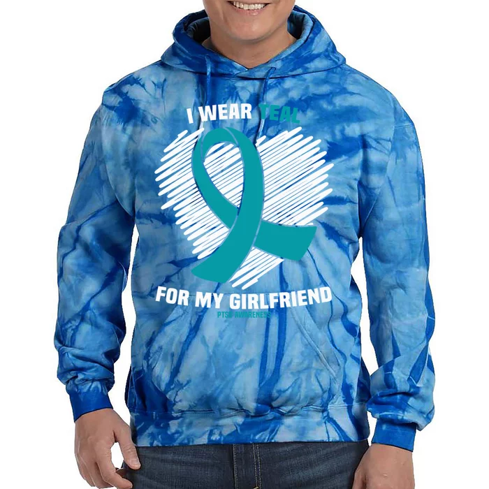 I Wear Teal For My Friend Ptsd Awareness Gift Tie Dye Hoodie