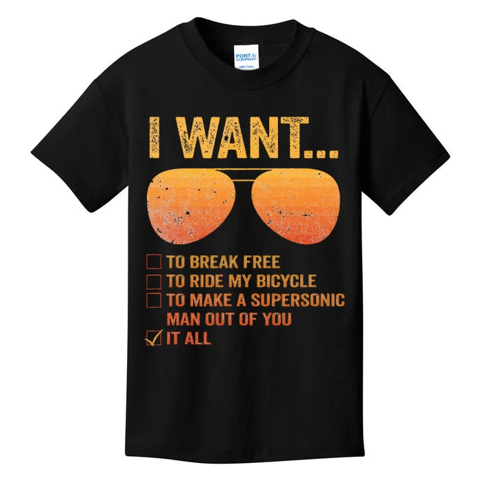 I Want To Break Free Ride My Bicycle It All Make Supersonic Kids T-Shirt