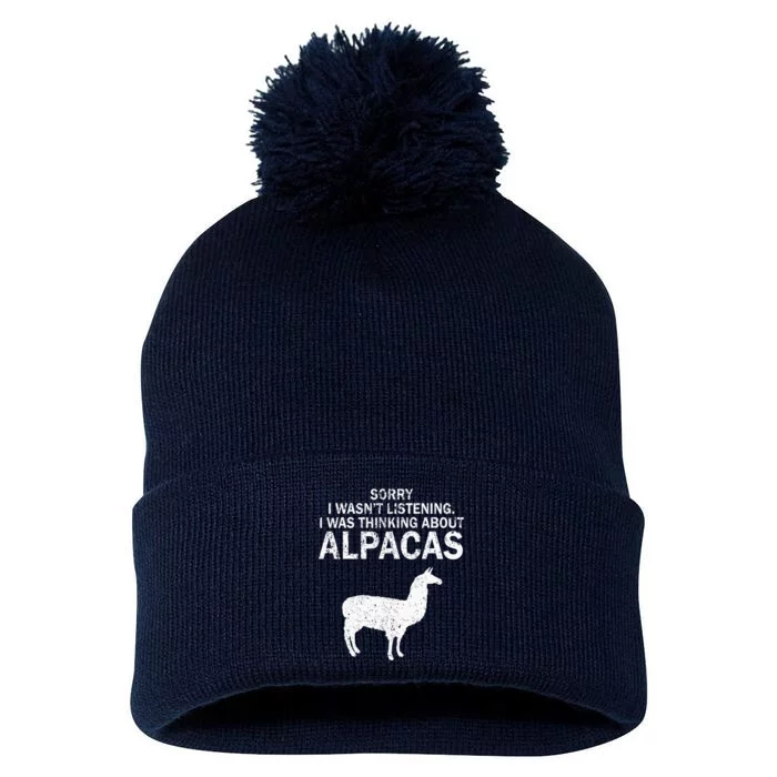 I Was Thinking About Alpacas Pets Cute Funny Pom Pom 12in Knit Beanie