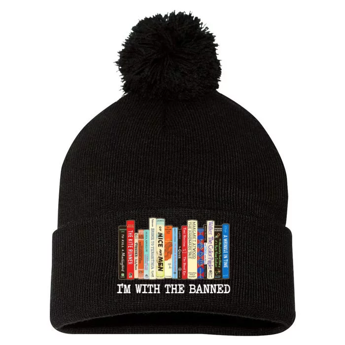 IM With The Banned Banned Books Reading Books Pom Pom 12in Knit Beanie