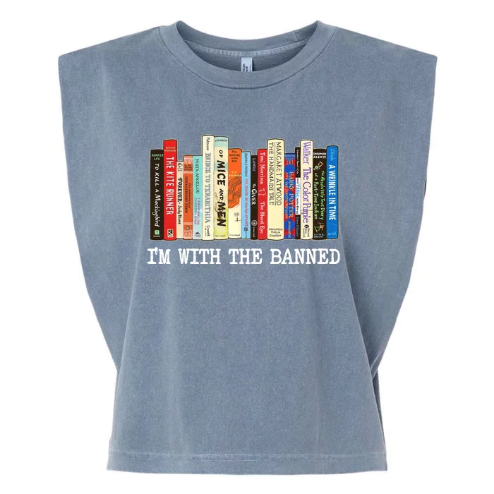 IM With The Banned Banned Books Reading Books Garment-Dyed Women's Muscle Tee