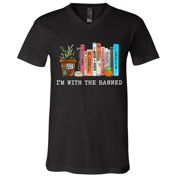 I'm With The Banned Books I Read Banned Books Lovers V-Neck T-Shirt